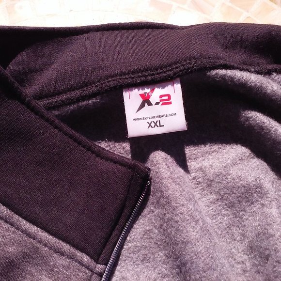 Skyline Wears X-2 Fleece Jacket Pockets Unisex Men's XXL Cotton/Poly Grey Black - Picture 7 of 10